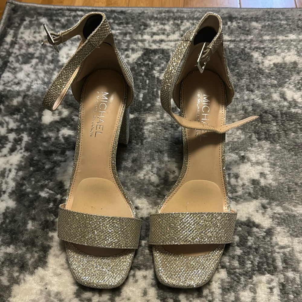 Gold Glitter block heels